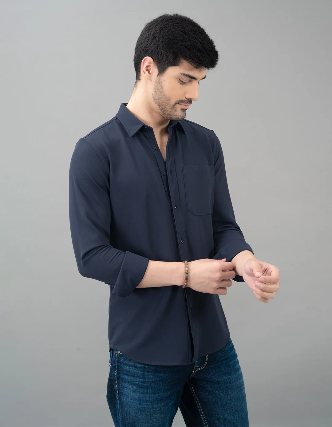 Navy Full Sleeve Knit Shirt - Image 4