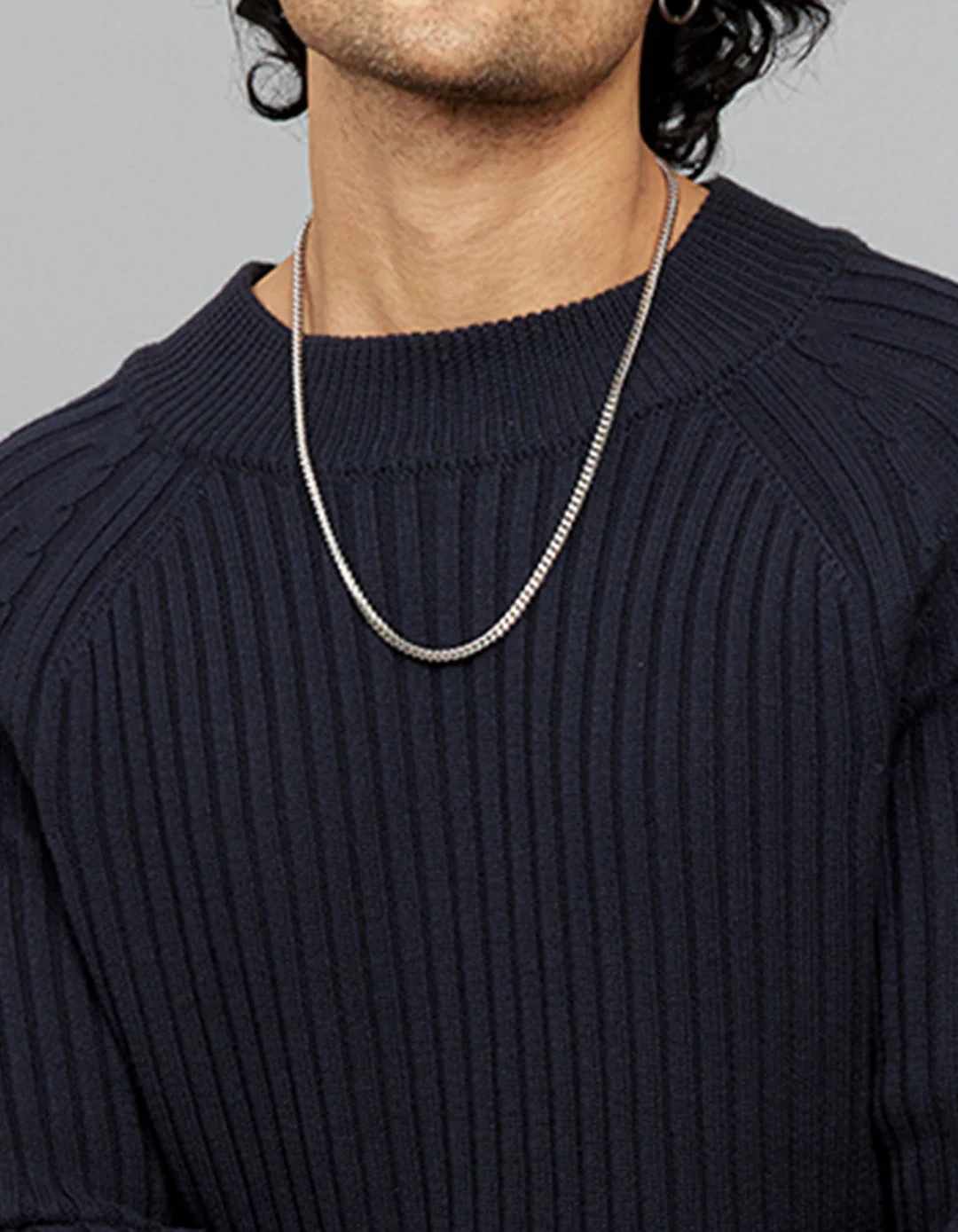 Navy High Neck Full Sleeves Flatknit - Image 6