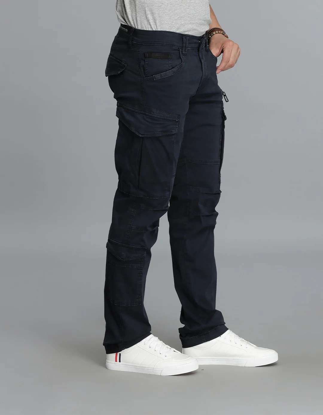 Navy Regular Fit Cargo Pant - Image 4
