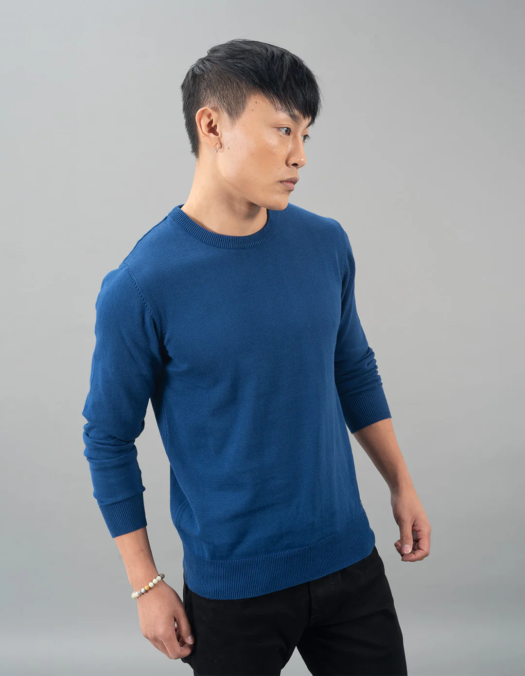 Navy Round Neck Flatknit Tee - Image 4