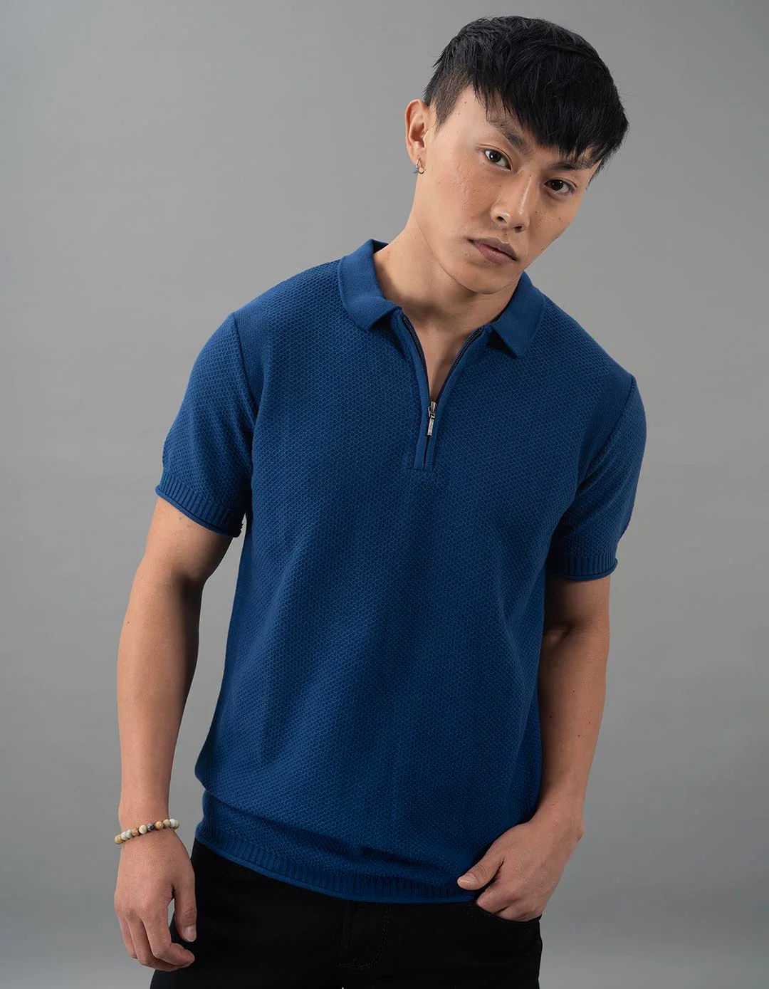 Navy Round Neck Flatknit Tee