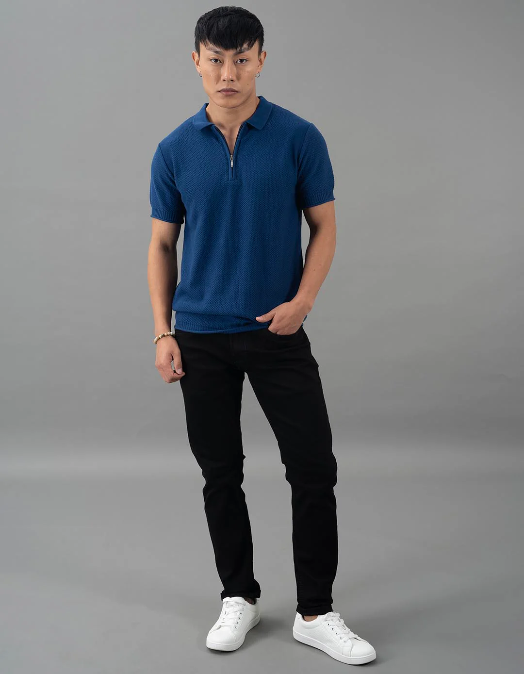 Navy Round Neck Flatknit Tee - Image 2