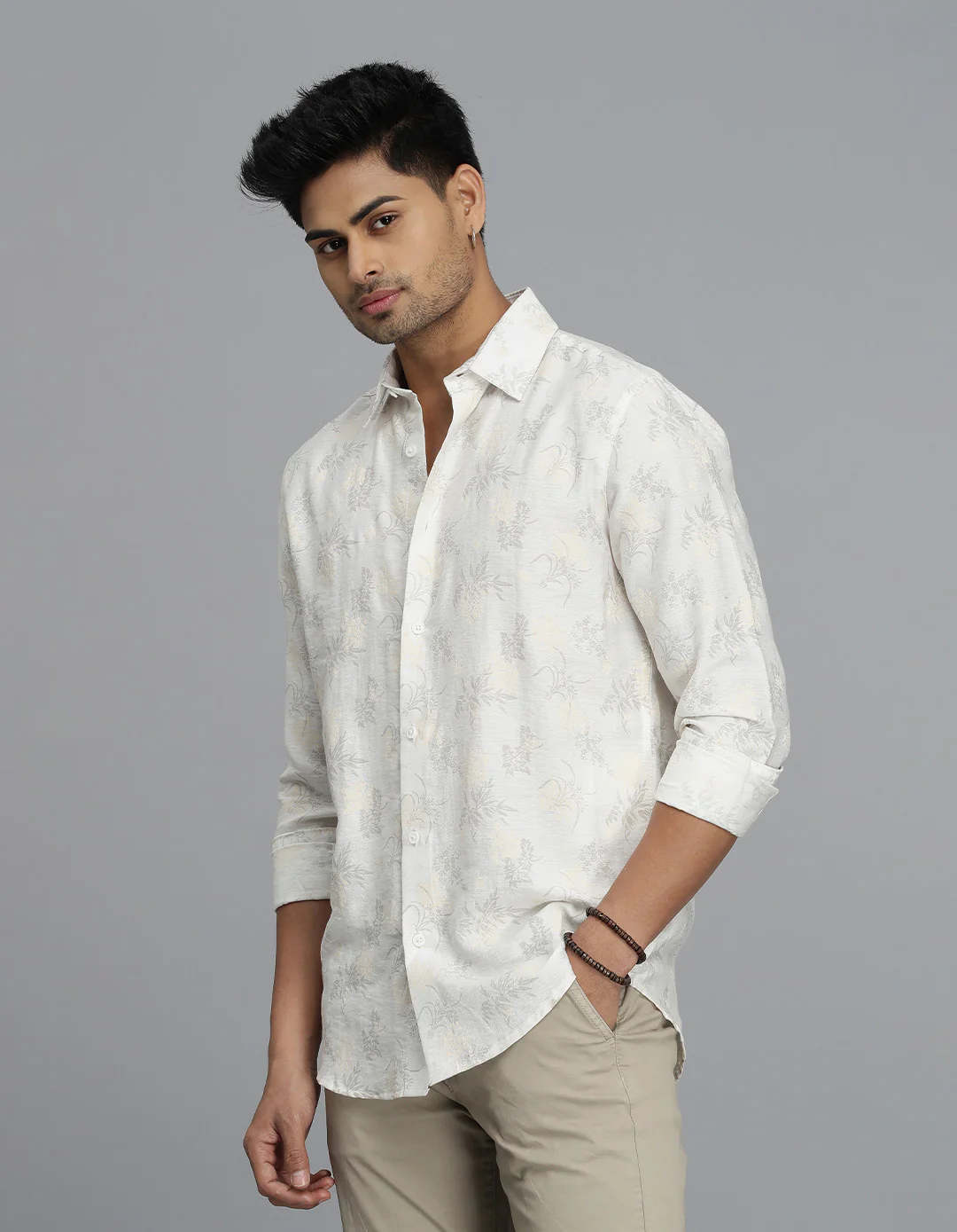 Off White Full Sleeves Printed Shirt - Image 3