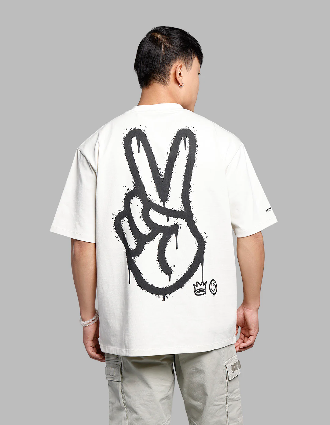 Off White Half Sleeves Oversize Tee - Image 5