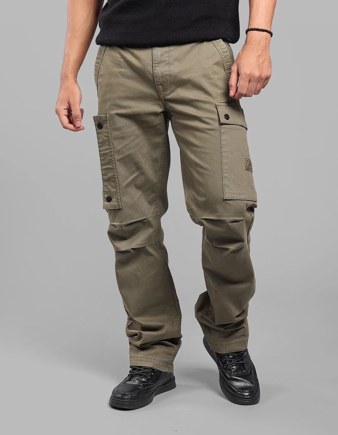 Olive Comfort Straight Fit Stretch Cargo Pants