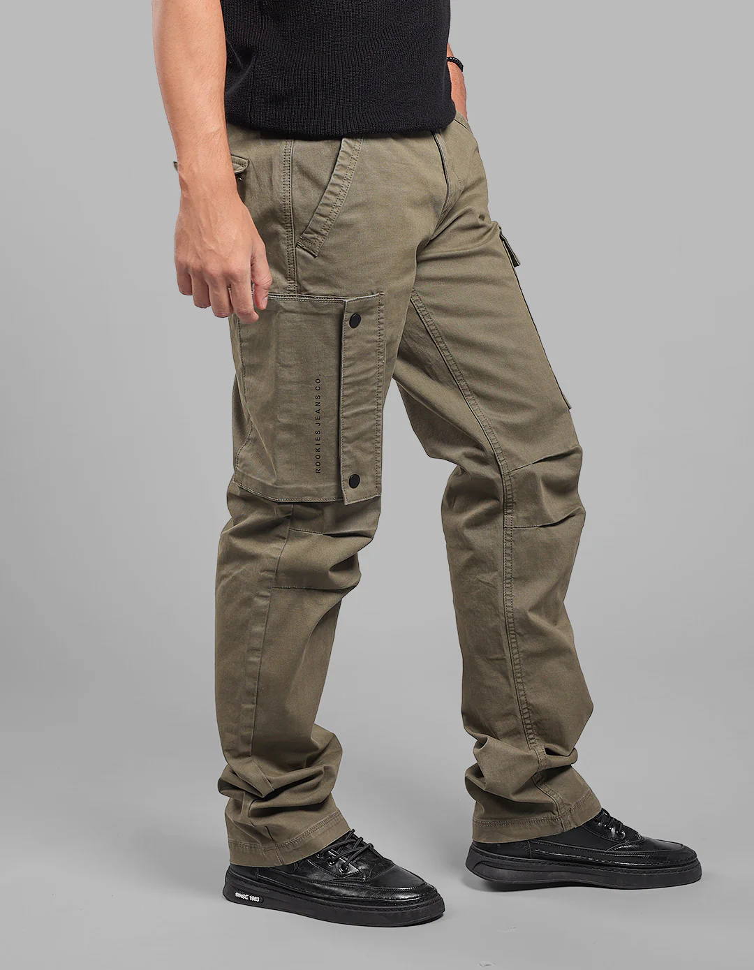 Olive Comfort Straight Fit Stretch Cargo Pants - Image 5