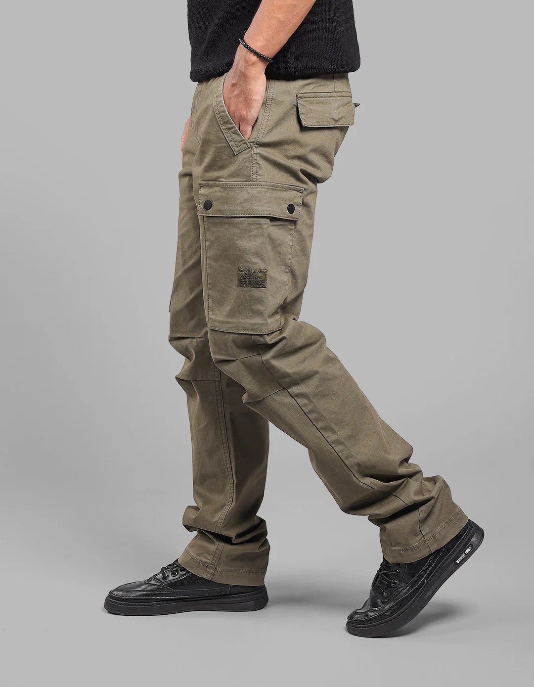 Olive Comfort Straight Fit Stretch Cargo Pants - Image 6