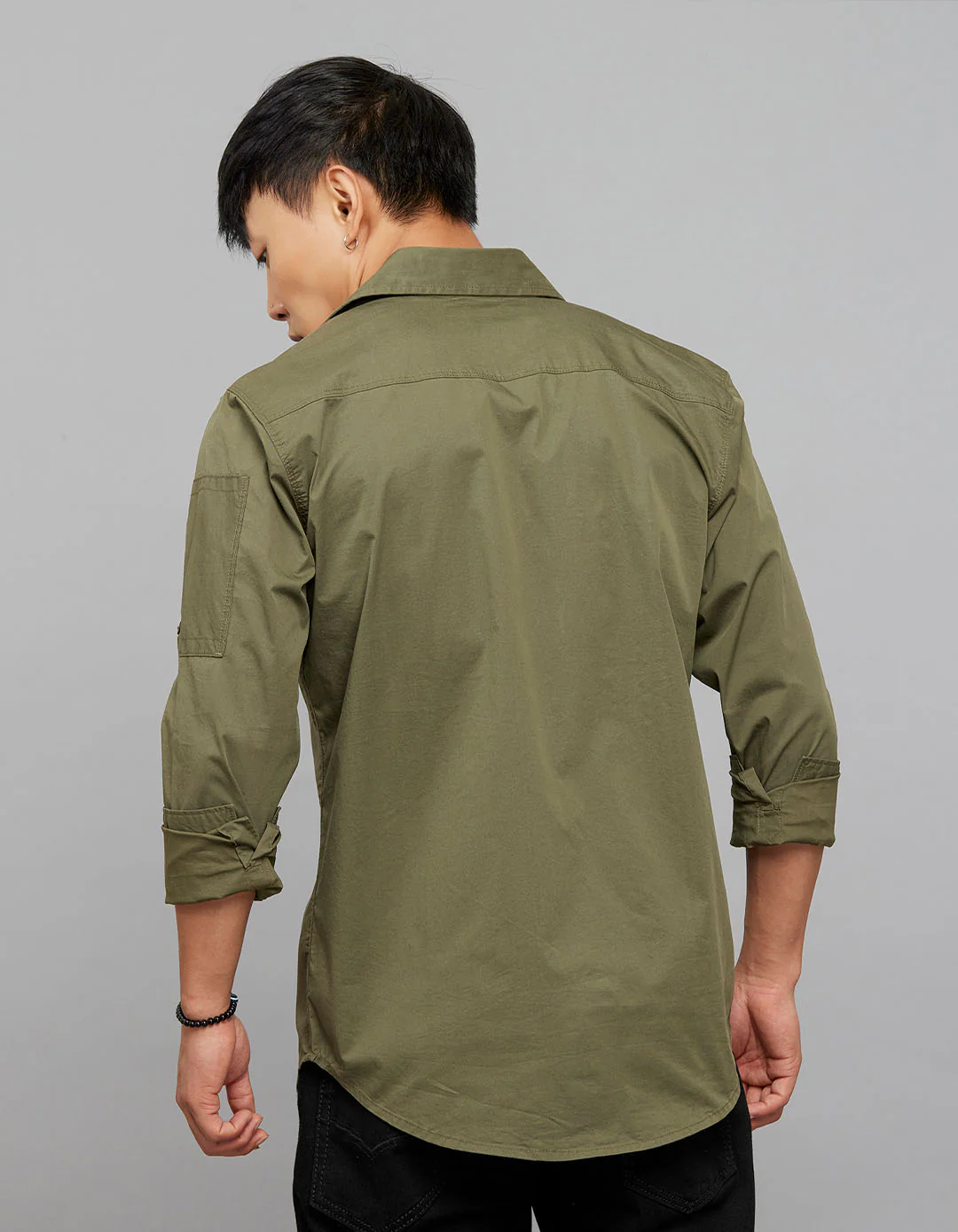 Olive Full Sleeves Cargo Shirt - Image 5