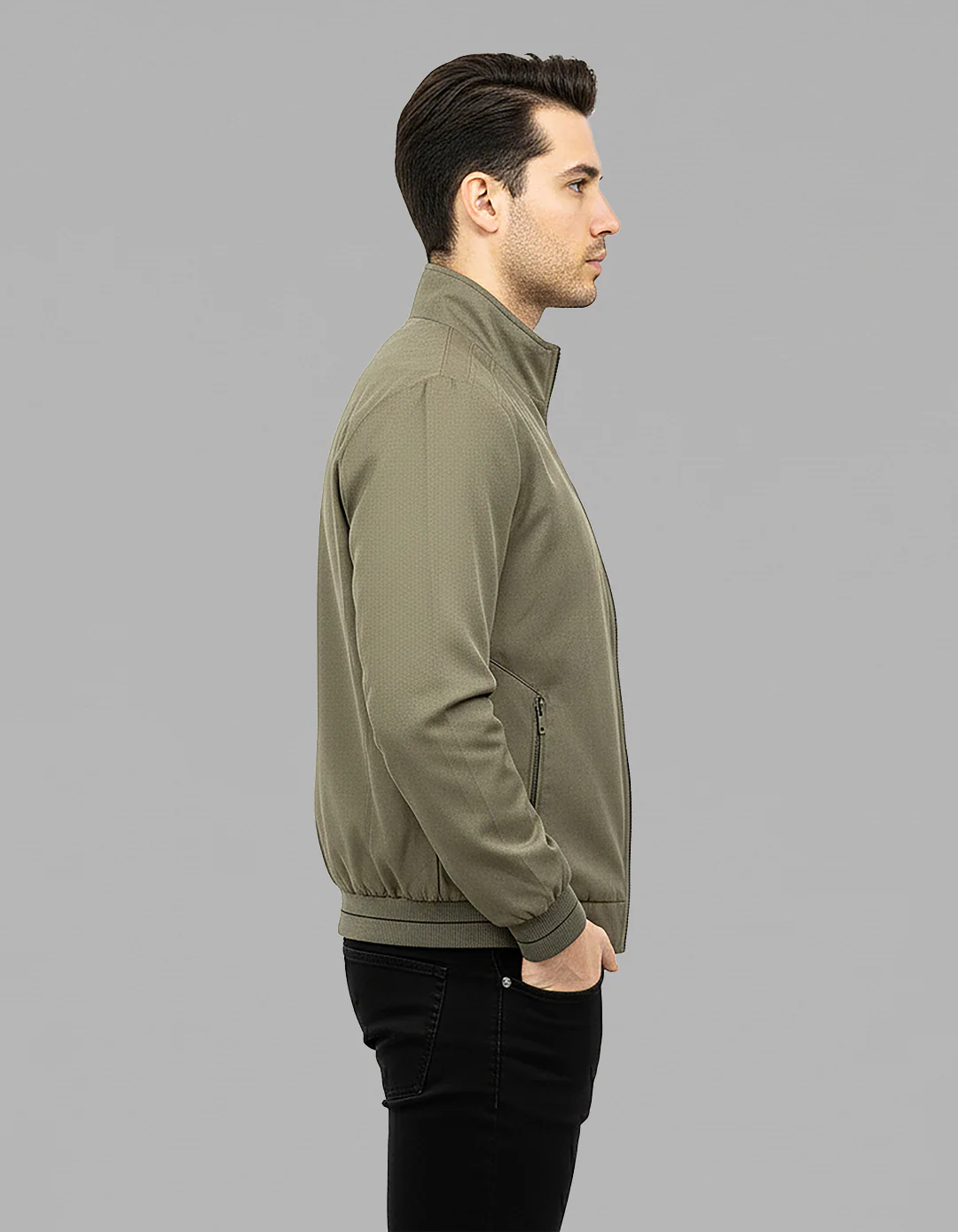 Olive Full Sleeves Lightweight Jacket - Image 3