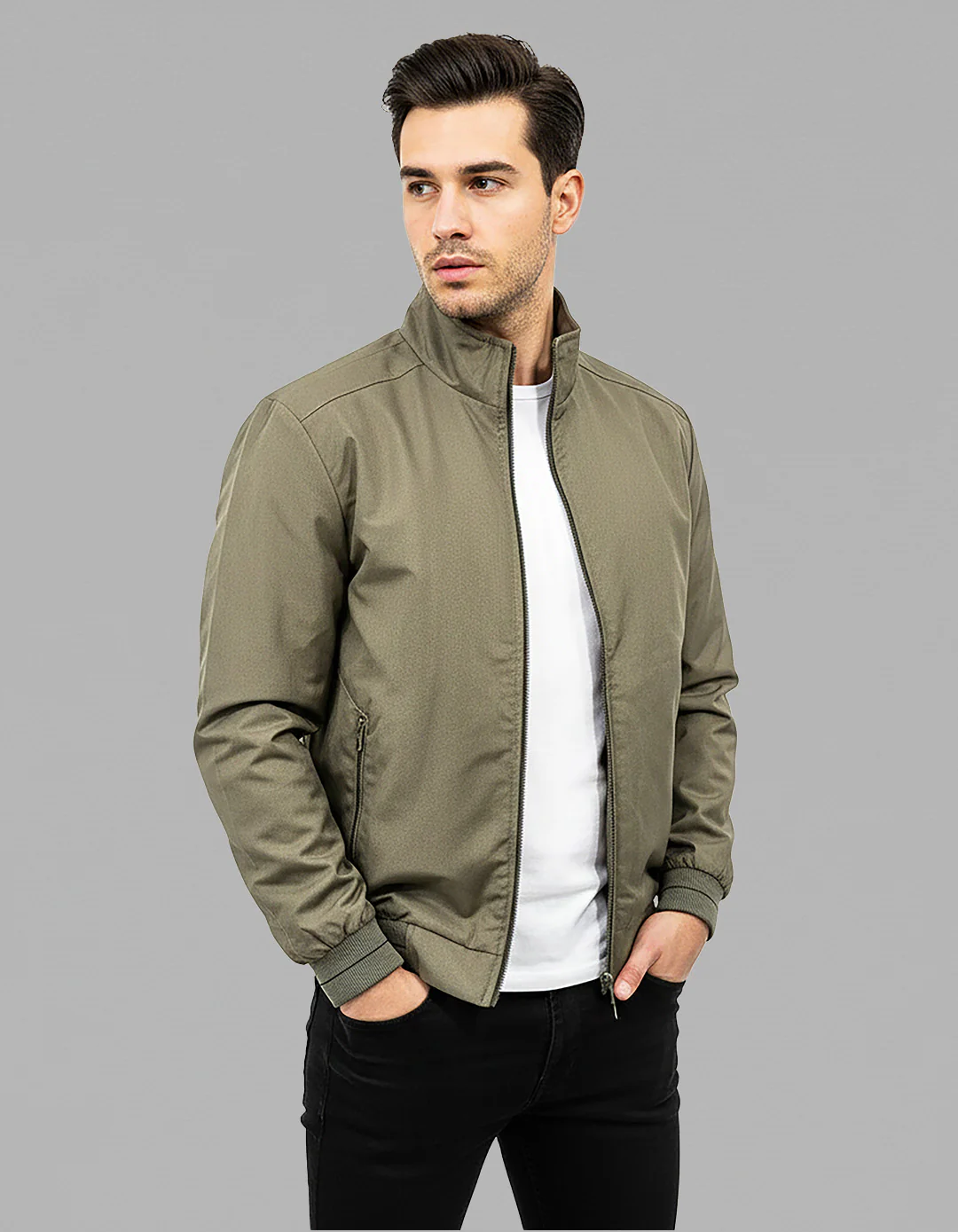 Olive Full Sleeves Lightweight Jacket - Image 4