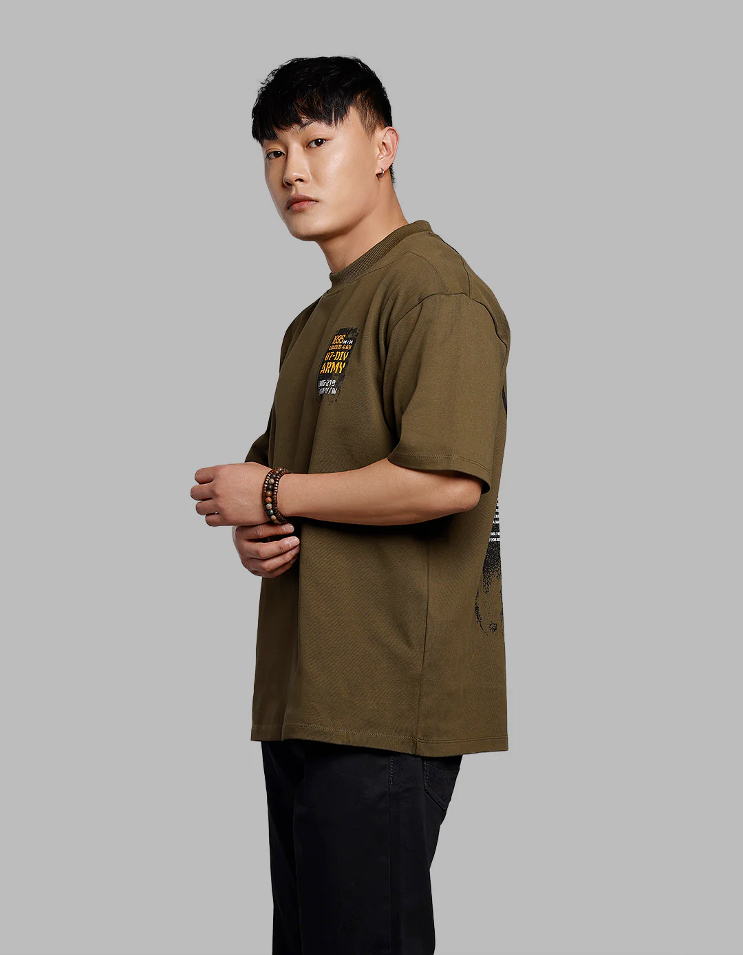 Olive Half Sleeves Oversize Tee - Image 3