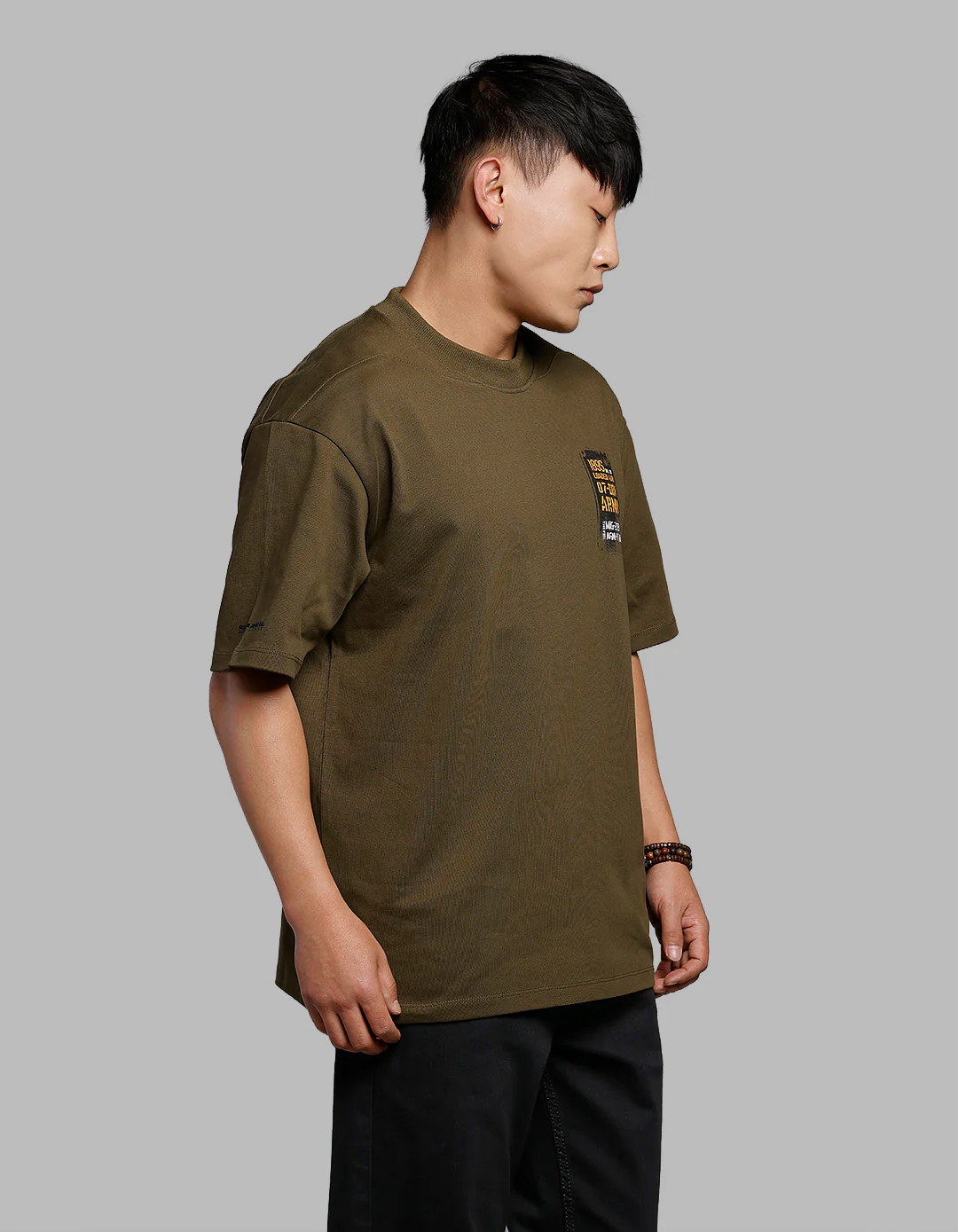 Olive Half Sleeves Oversize Tee - Image 4