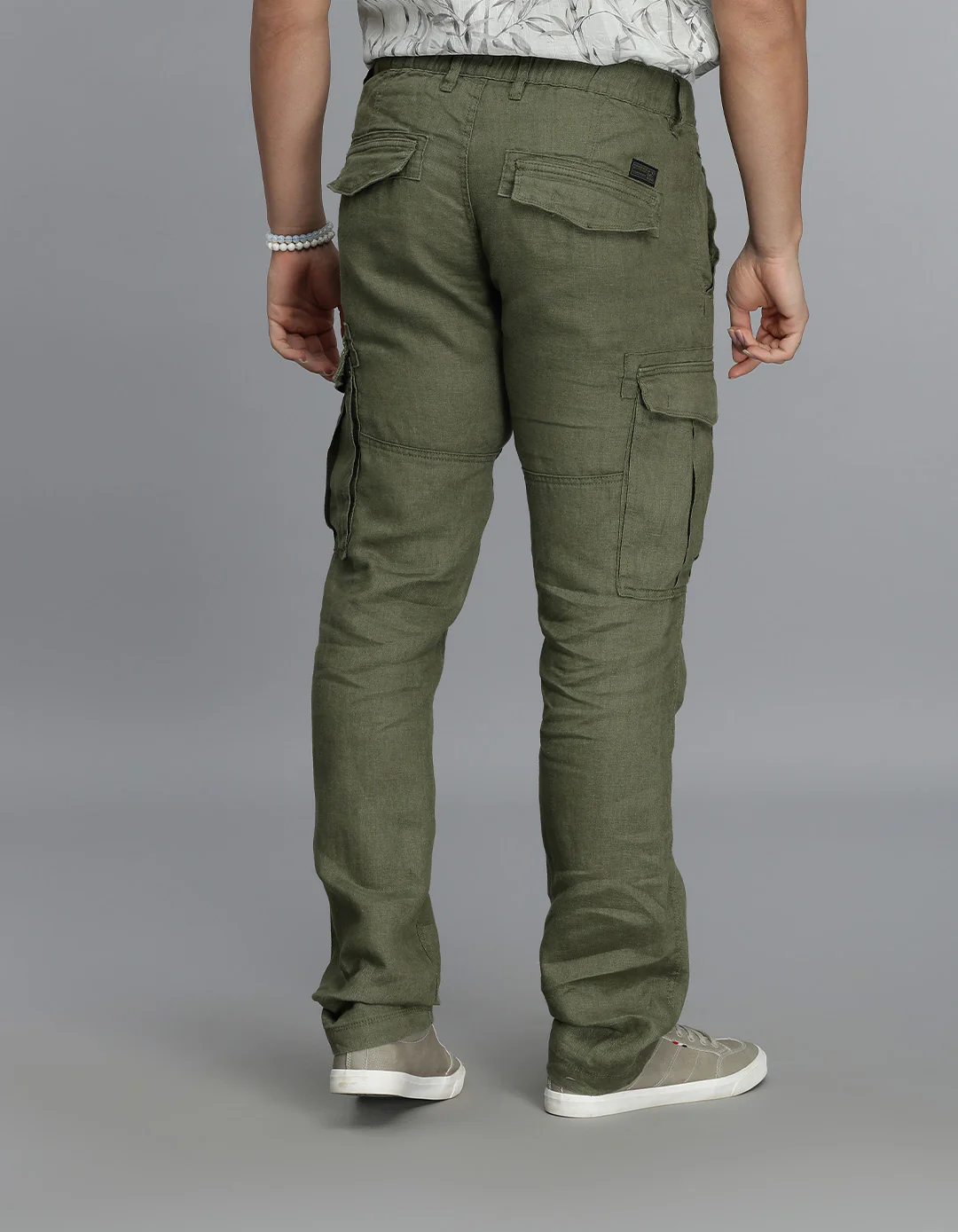 Olive 100% Linen Cargo Pant - Image 5