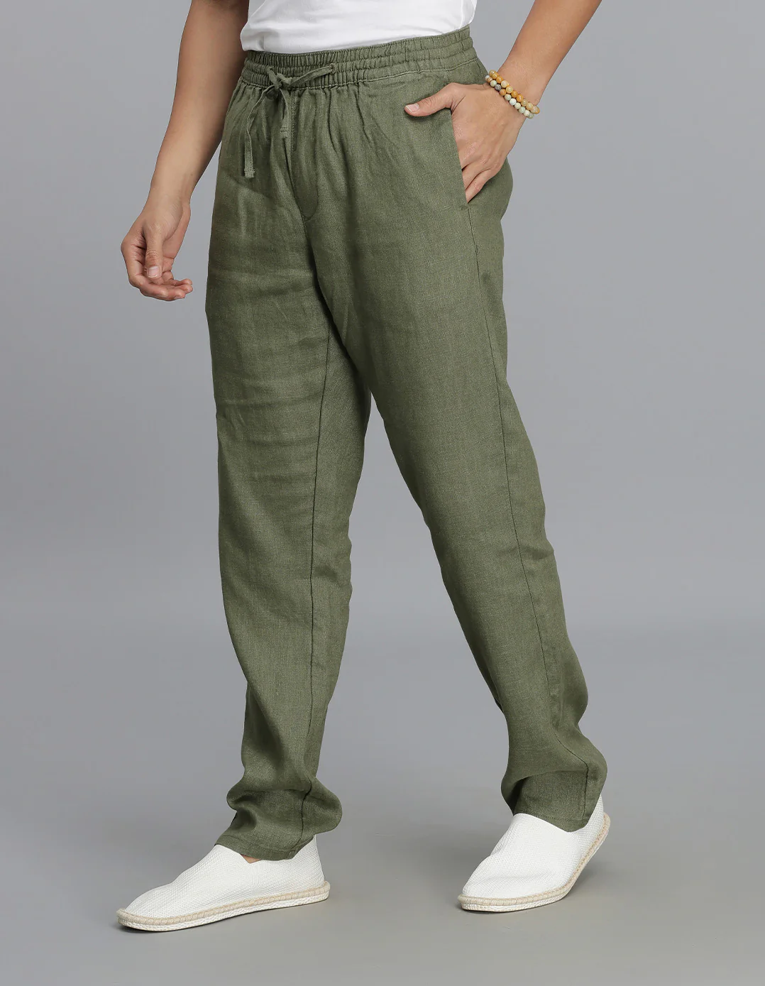 Olive 100% Linen Pant - Image 3
