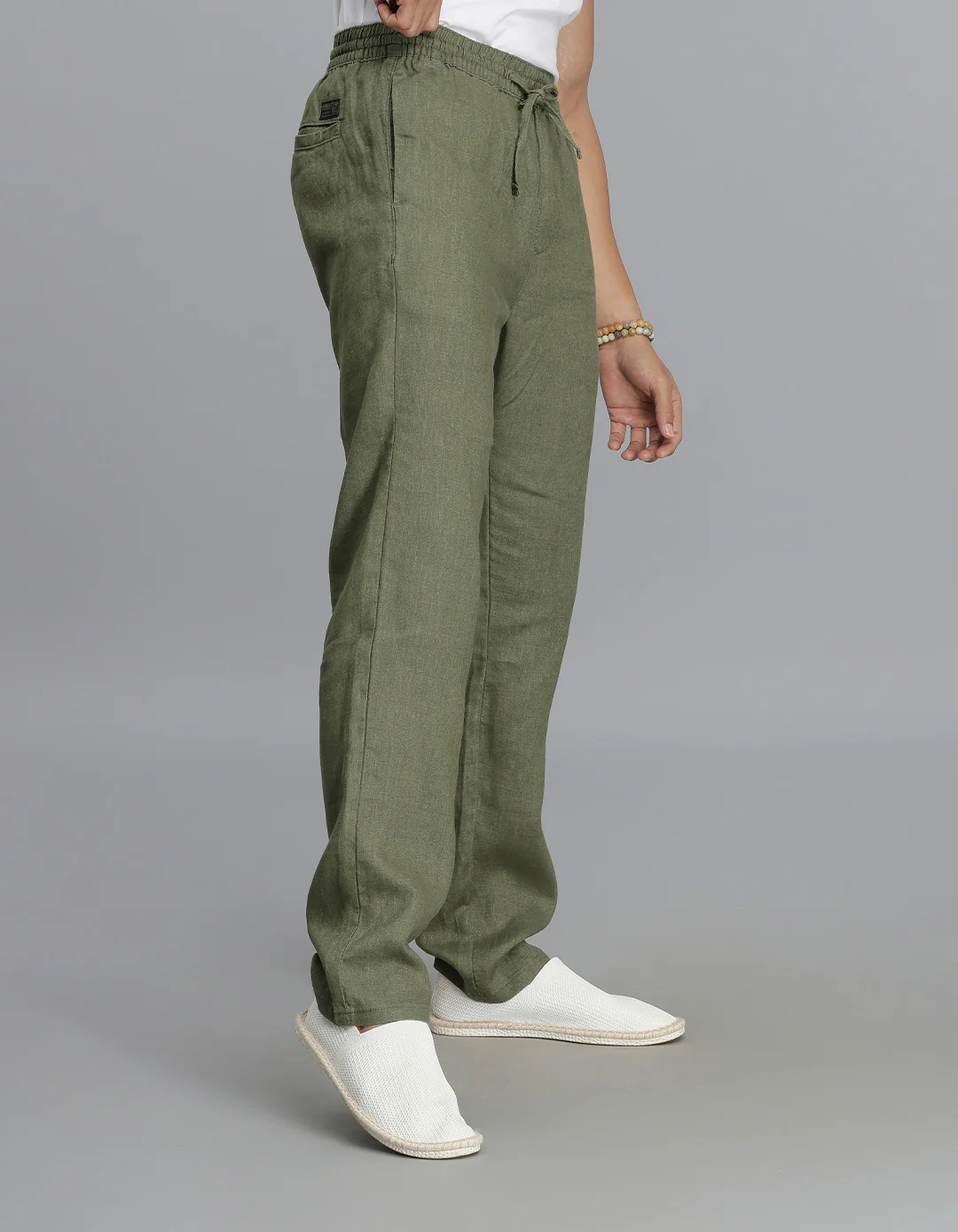 Olive 100% Linen Pant - Image 4