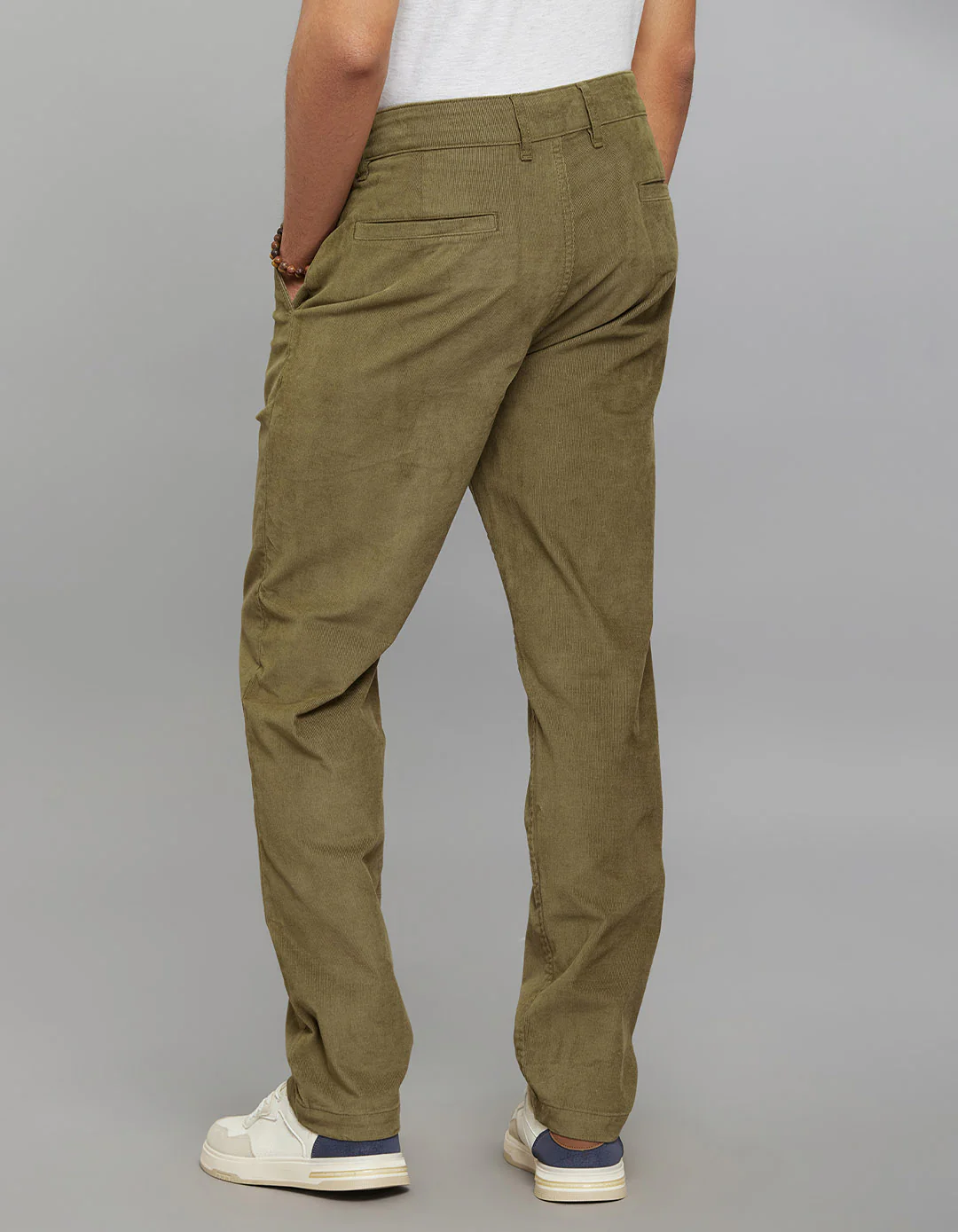 Olive Regular Straight Fit Corduroy Chino - Image 5