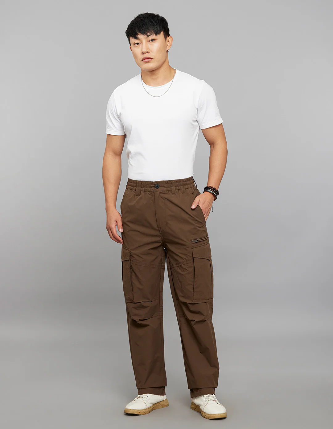 Olivish Khaki Comfort Straight Fit 100% Polyestor Cargo Pants - Image 2
