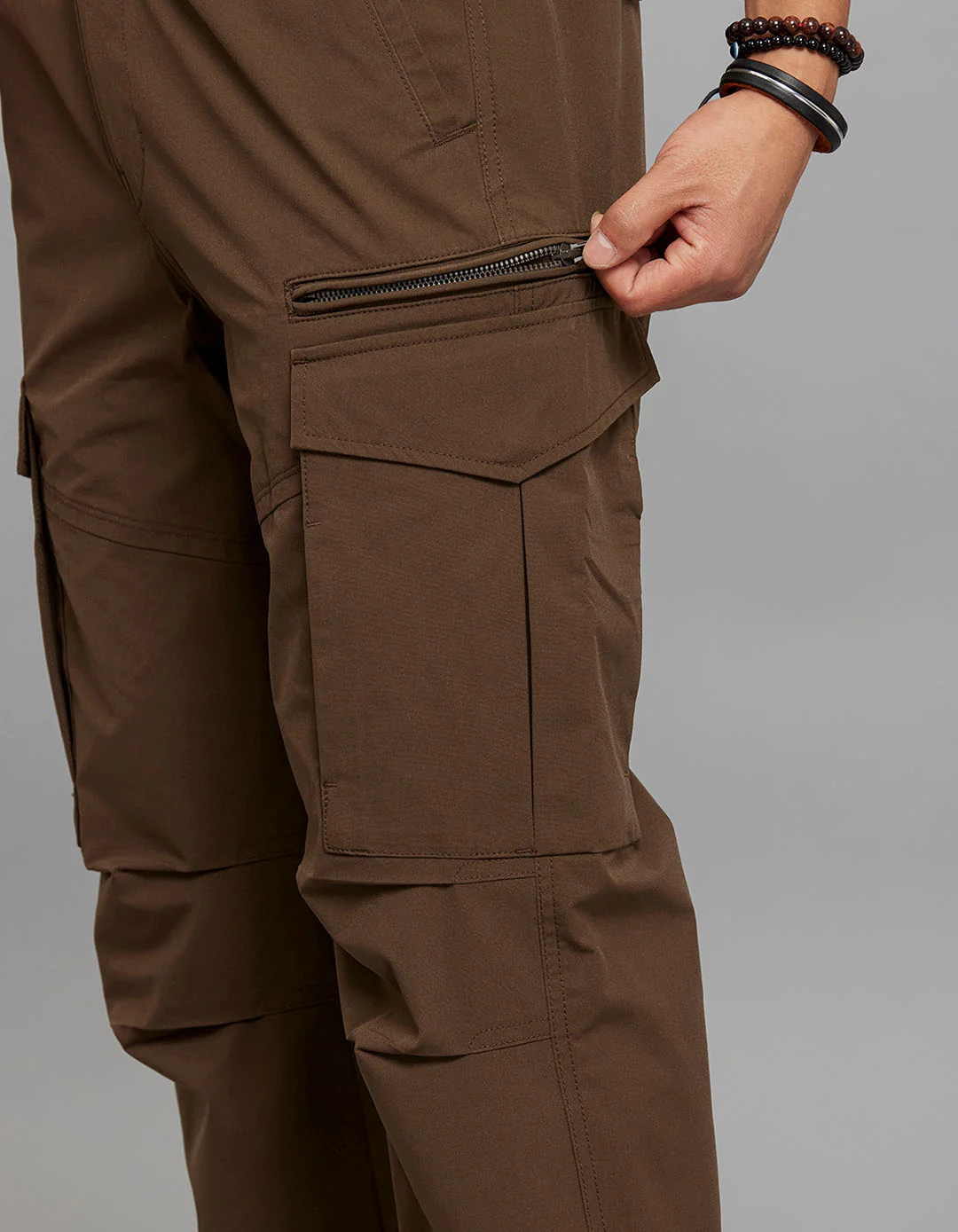 Olivish Khaki Comfort Straight Fit 100% Polyestor Cargo Pants - Image 5
