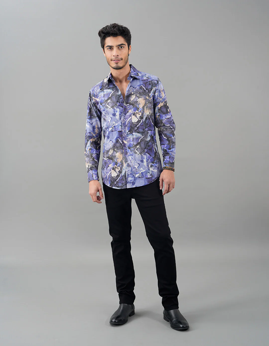 Orchid Blue Full Sleeves Printed Shirt - Image 2