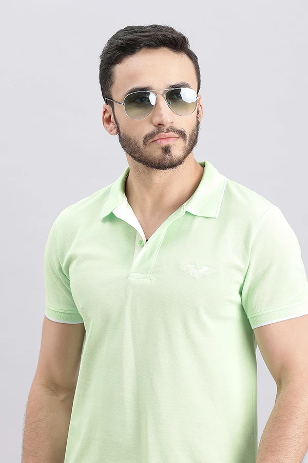 Patina Green Half Sleeve Pique Polo Tee - Image 6