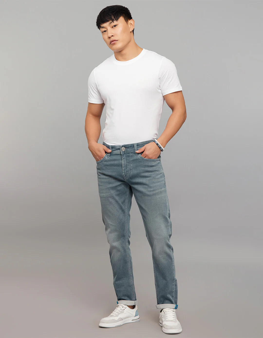 Petrol 5 Pocket Low-Rise Tapered Ankle Length Knit Denim Jeans - Image 2