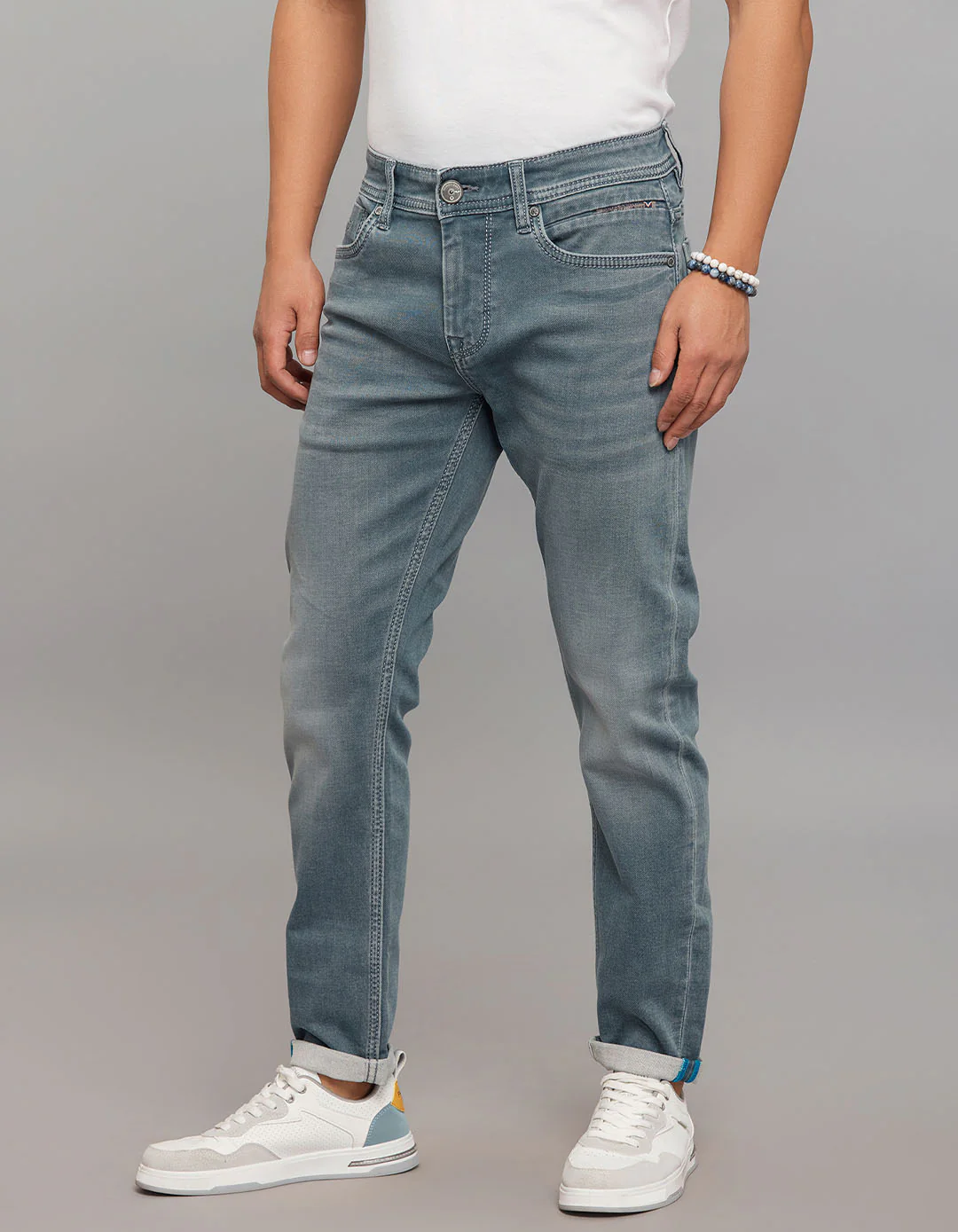 Petrol 5 Pocket Low-Rise Tapered Ankle Length Knit Denim Jeans - Image 3