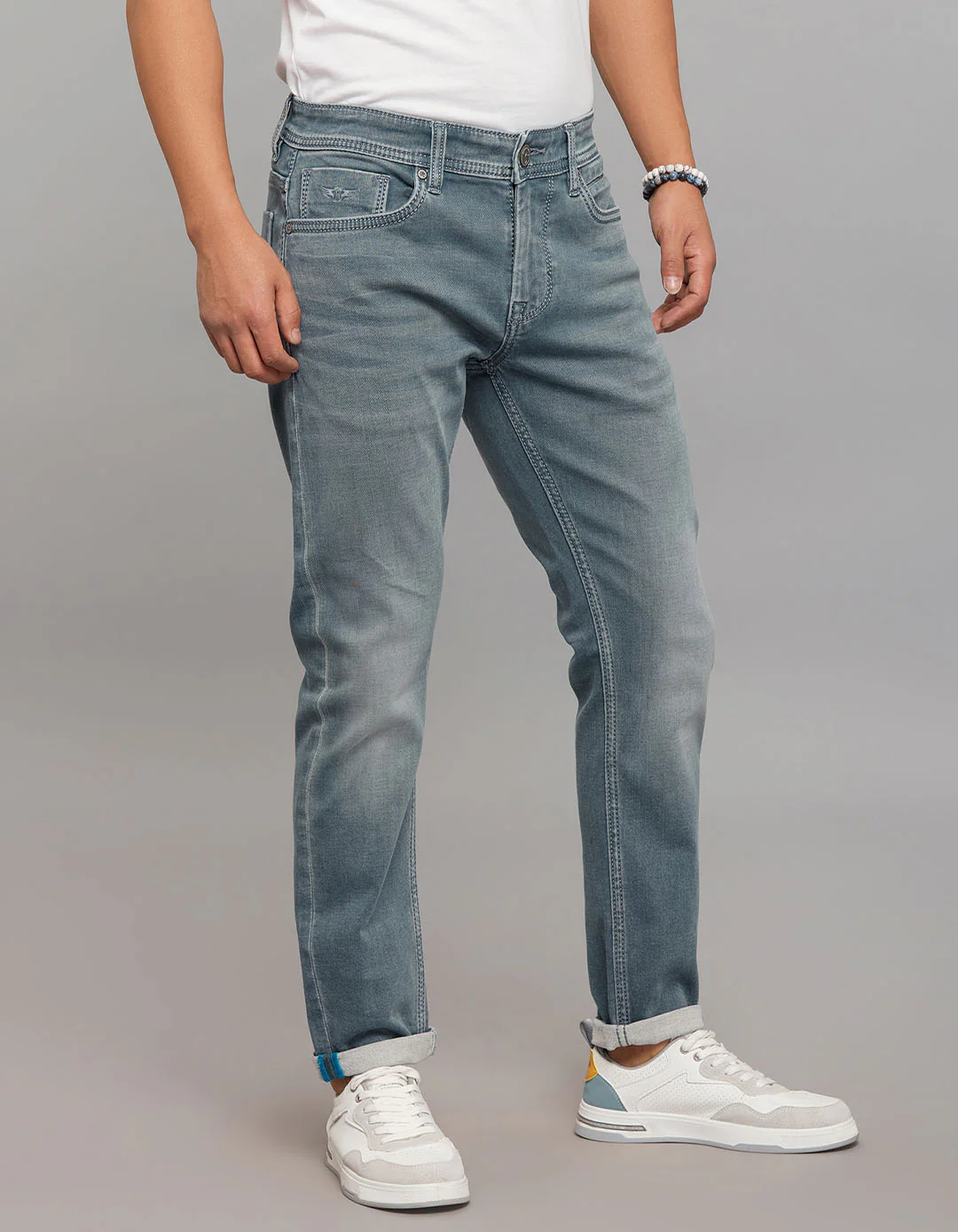 Petrol 5 Pocket Low-Rise Tapered Ankle Length Knit Denim Jeans - Image 4