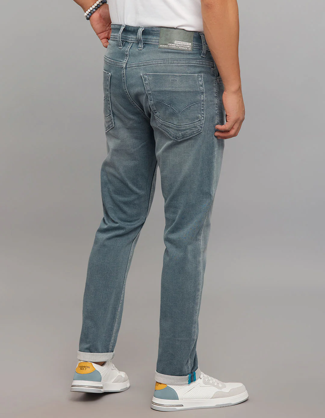 Petrol 5 Pocket Low-Rise Tapered Ankle Length Knit Denim Jeans - Image 5