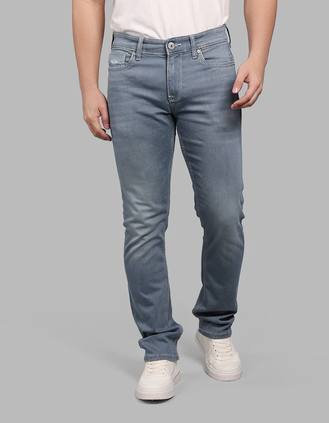 Petrol 5 Pocket Mid-Rise Slim Straight Fit Stretch Jeans