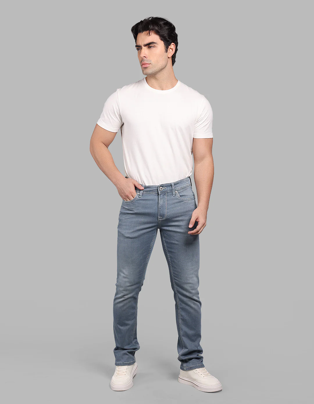 Petrol 5 Pocket Mid-Rise Slim Straight Fit Stretch Jeans - Image 2