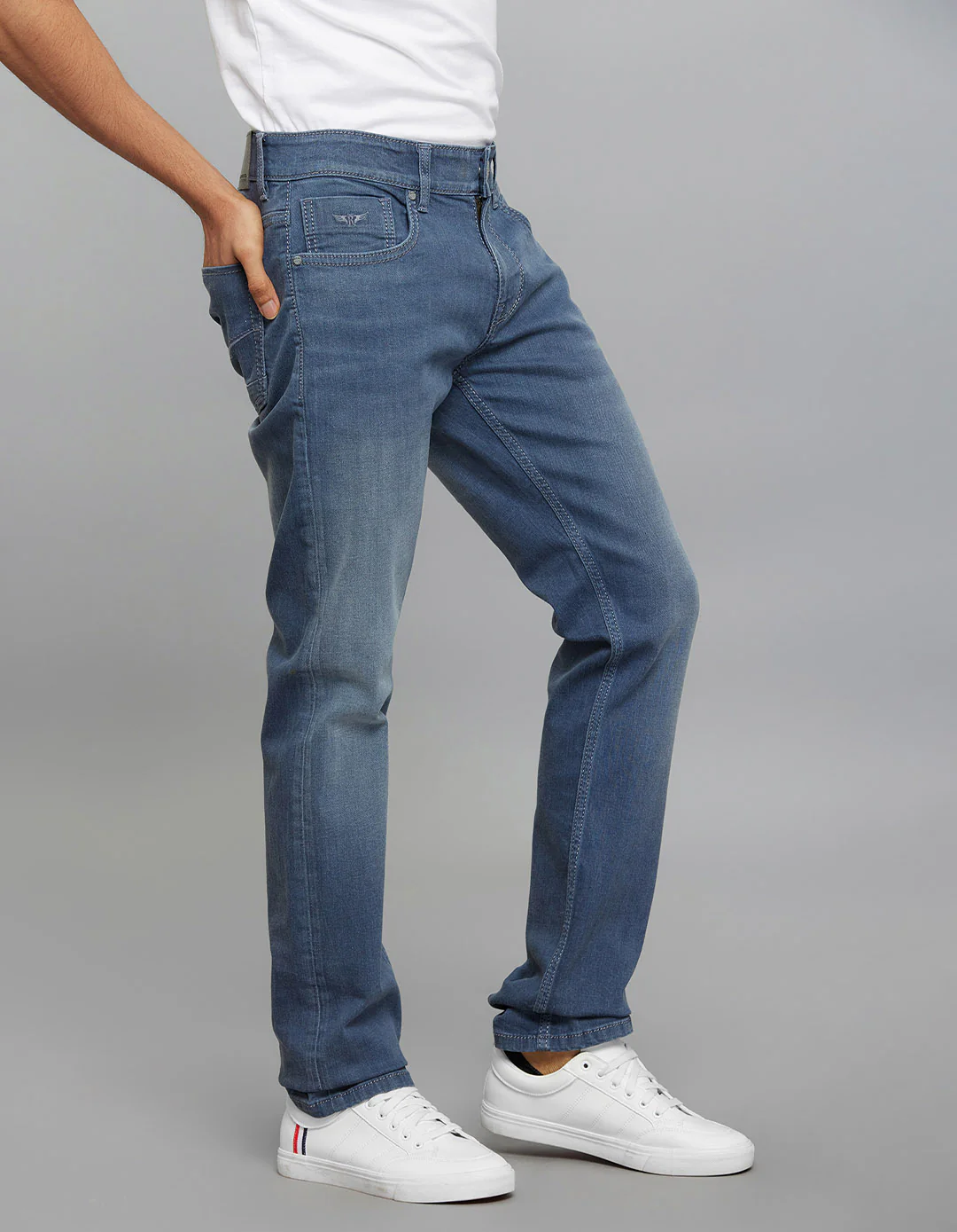 Petrol 5 Pocket Mid-Rise Slim Straight Fit Stretch Jeans - Image 3