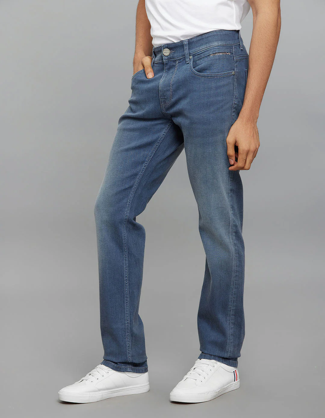Petrol 5 Pocket Mid-Rise Slim Straight Fit Stretch Jeans - Image 4