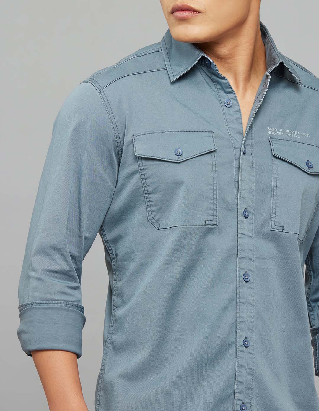 Petrol Full Sleeves Cargo Shirt - Image 6
