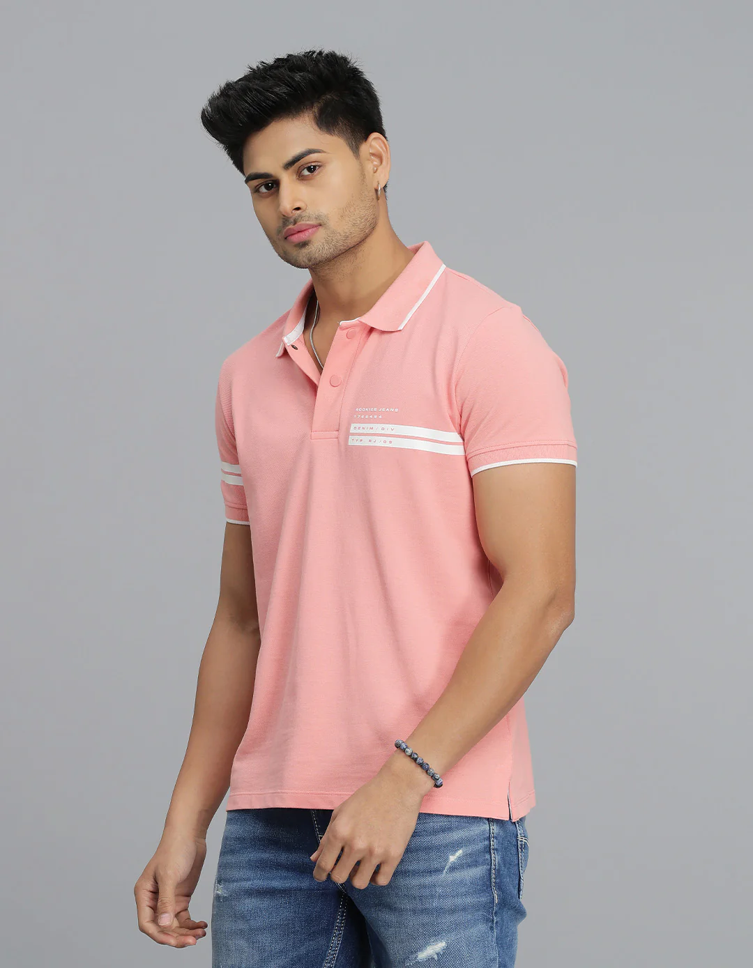 Pink Half Sleeves Pique Polo Tee - Image 3