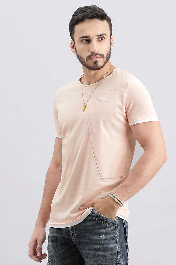Pink Rose Half Sleeve Round Neck Tee - Image 2