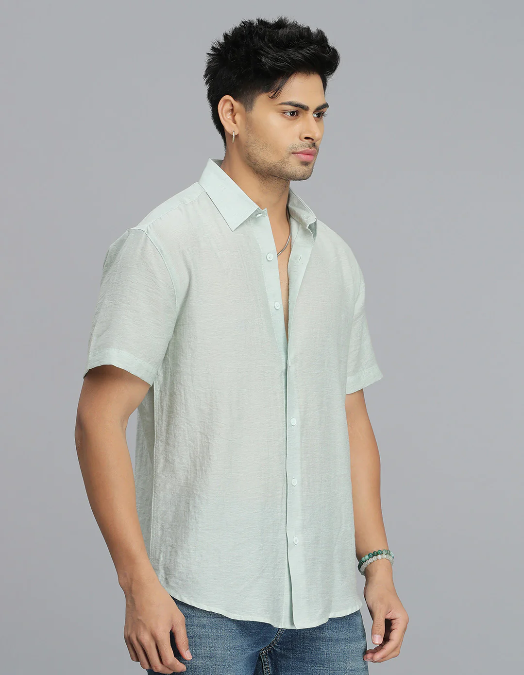 Pista Green Half Sleeves Solid Shirt - Image 4