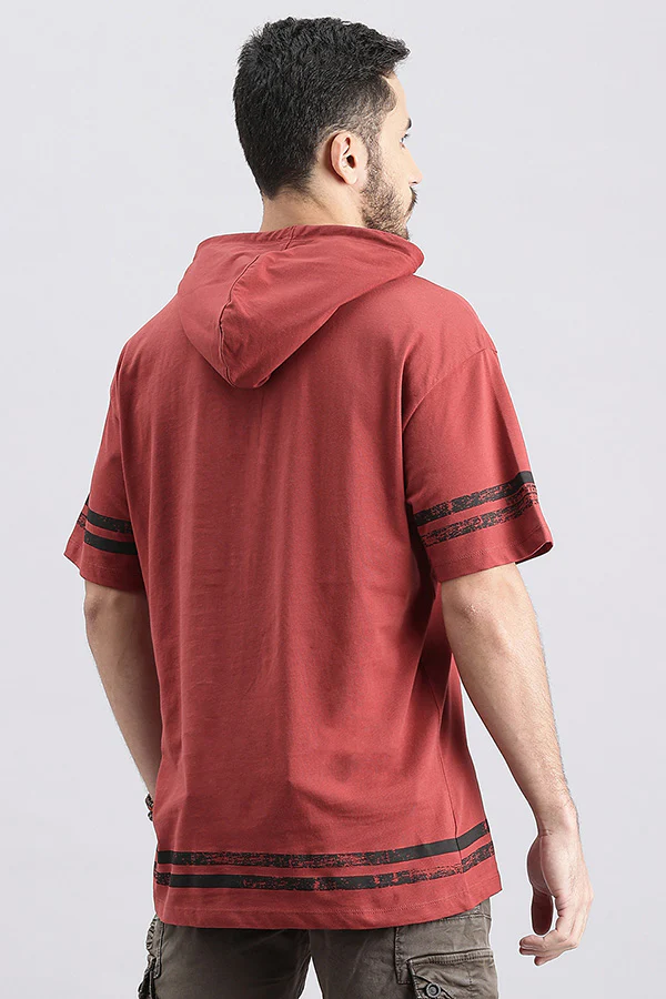 Red Pear Half Sleeve Oversized Hoodie Tee - Image 4