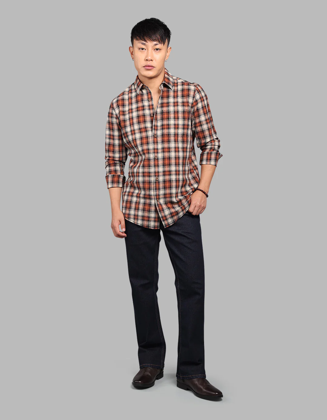 Rust Black 100% Cotton Full Sleeve Check Shirt - Image 2