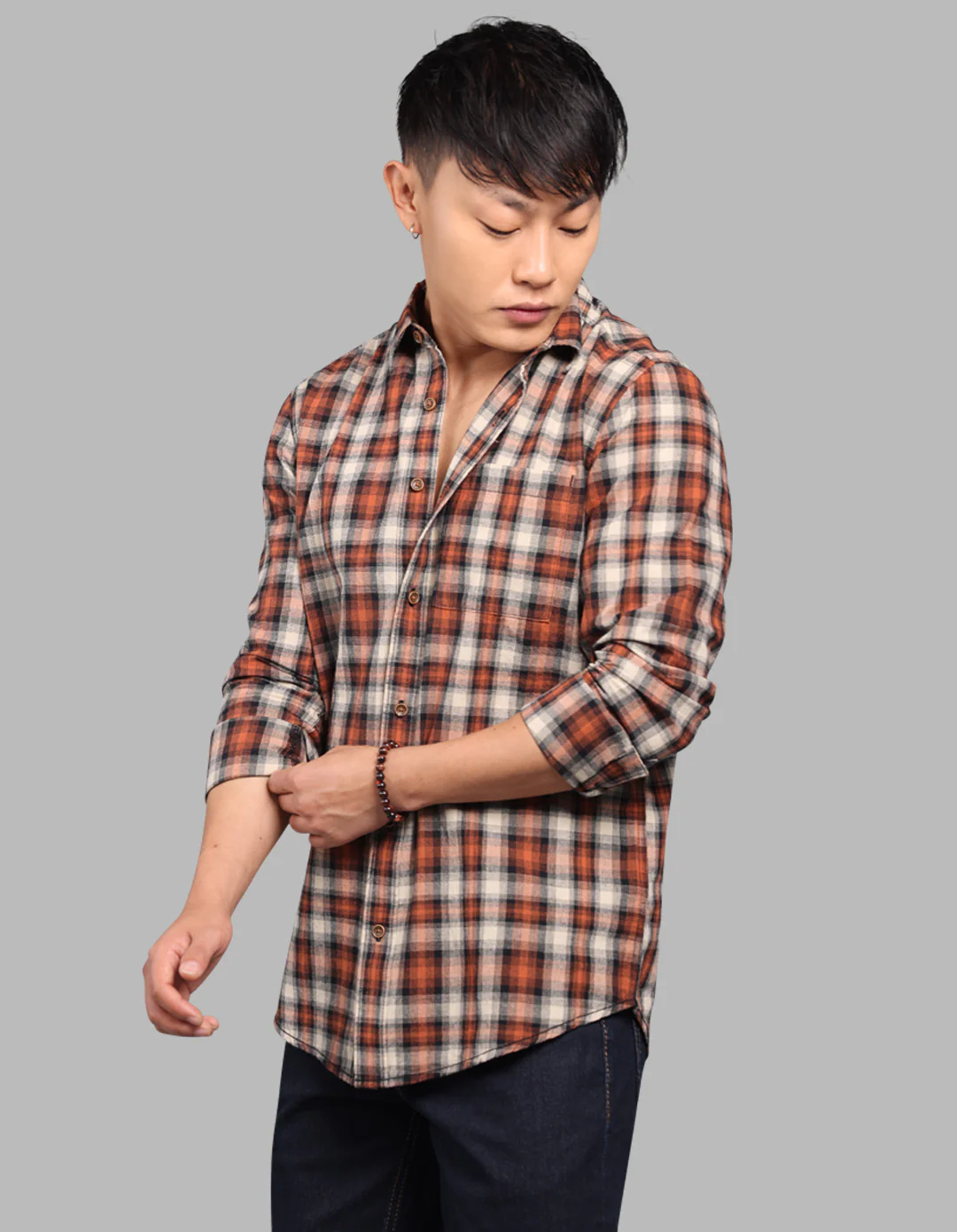 Rust Black 100% Cotton Full Sleeve Check Shirt - Image 3