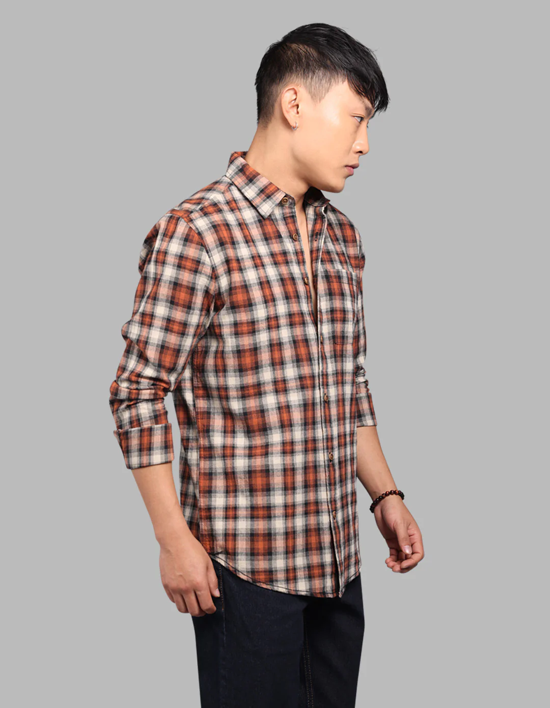 Rust Black 100% Cotton Full Sleeve Check Shirt - Image 4