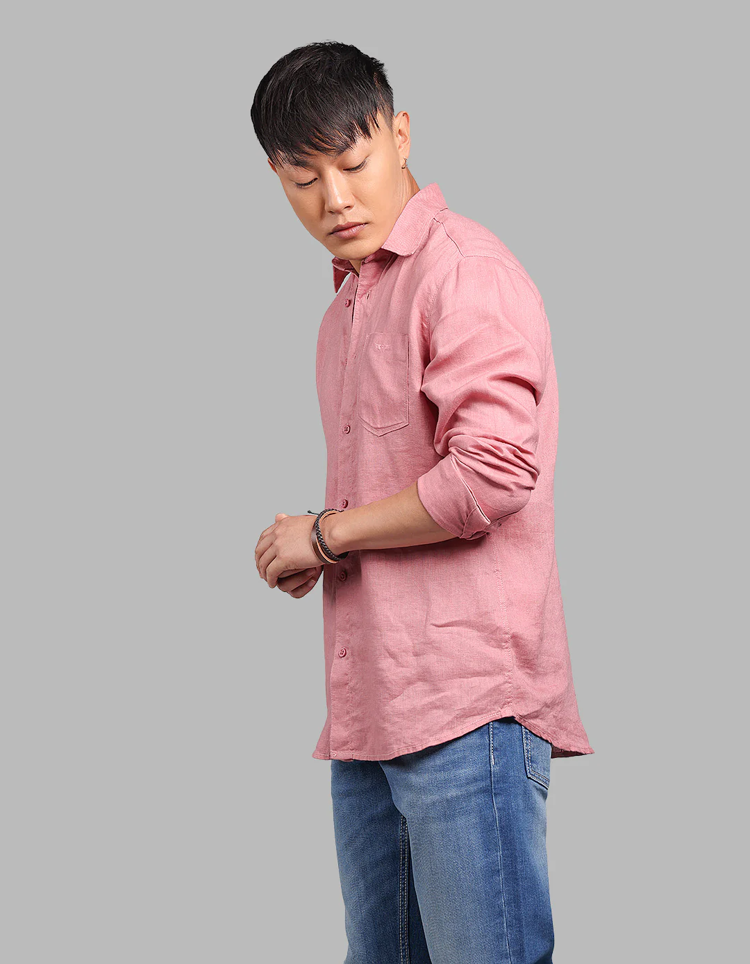 Rust Pink Full Sleeve 100% Linen Shirt - Image 3