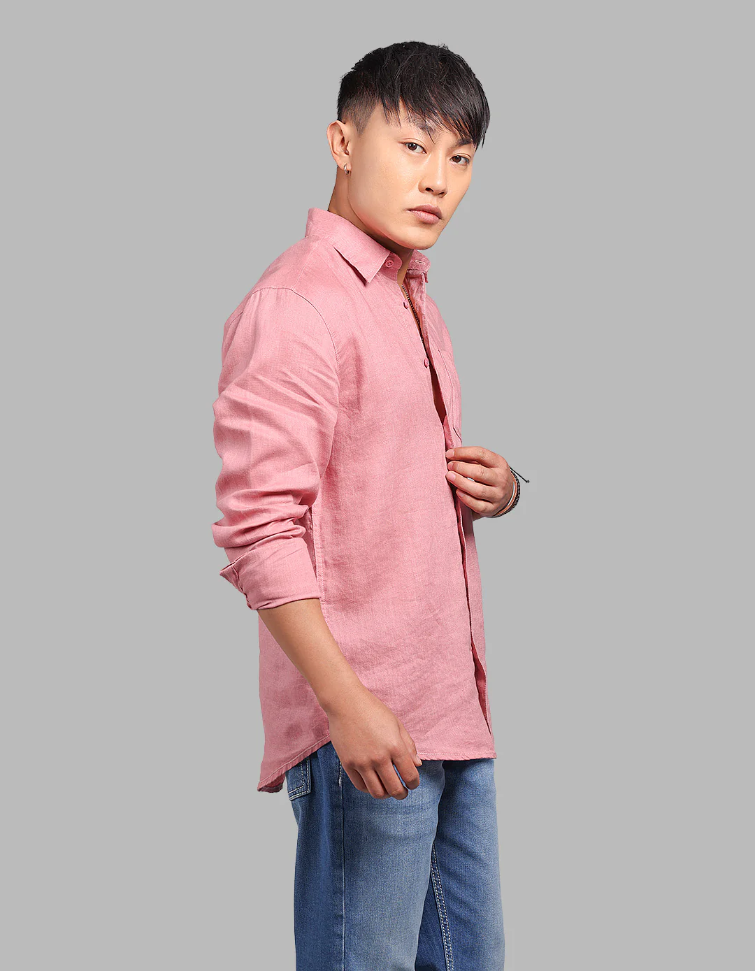 Rust Pink Full Sleeve 100% Linen Shirt - Image 4