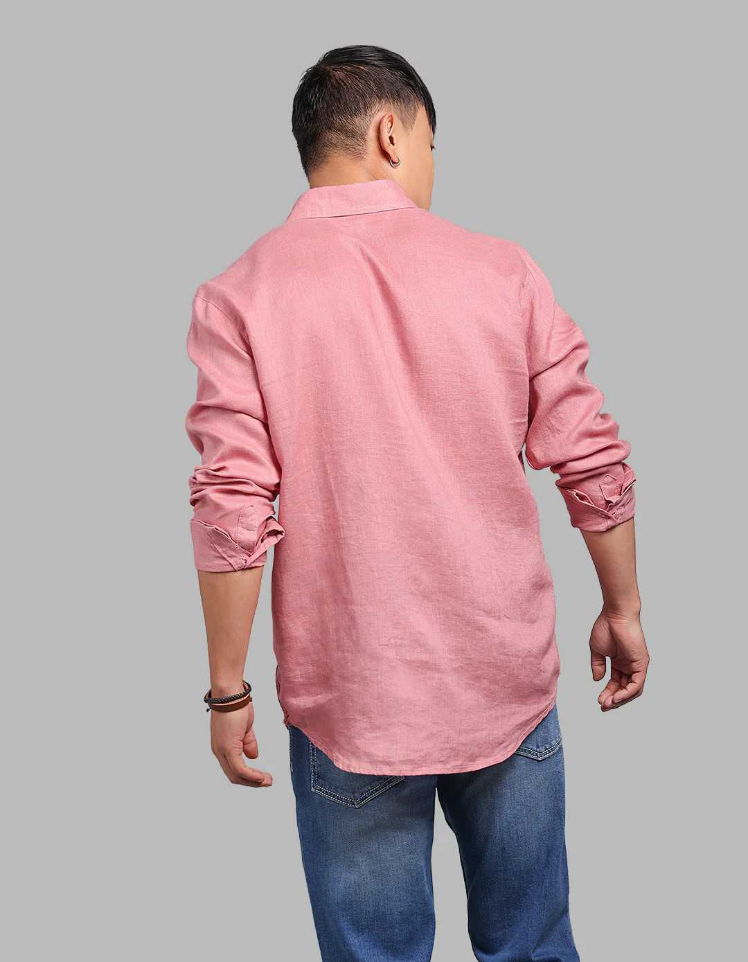 Rust Pink Full Sleeve 100% Linen Shirt - Image 5