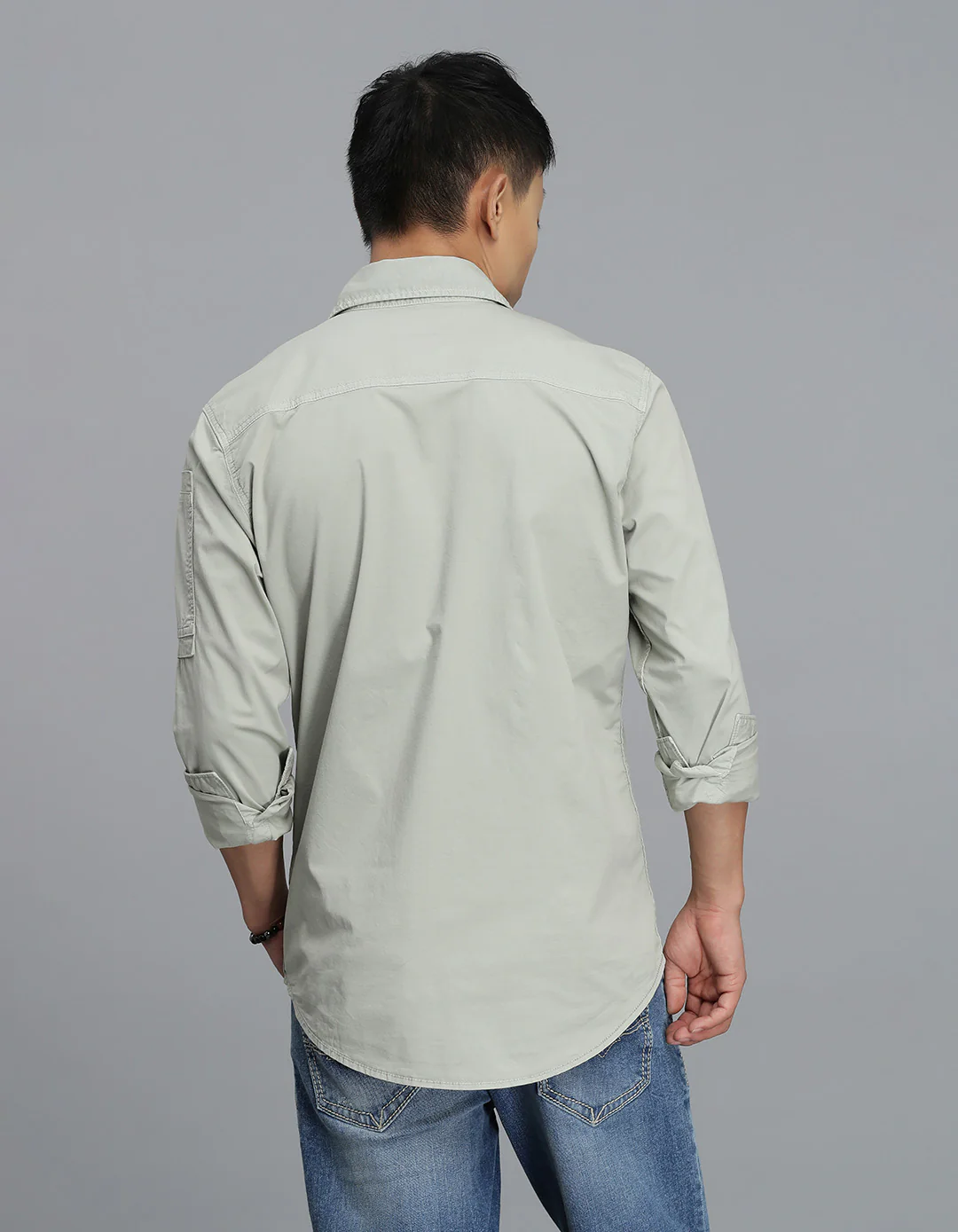 Smoke Green Full Sleeves Cargo Shirt - Image 5