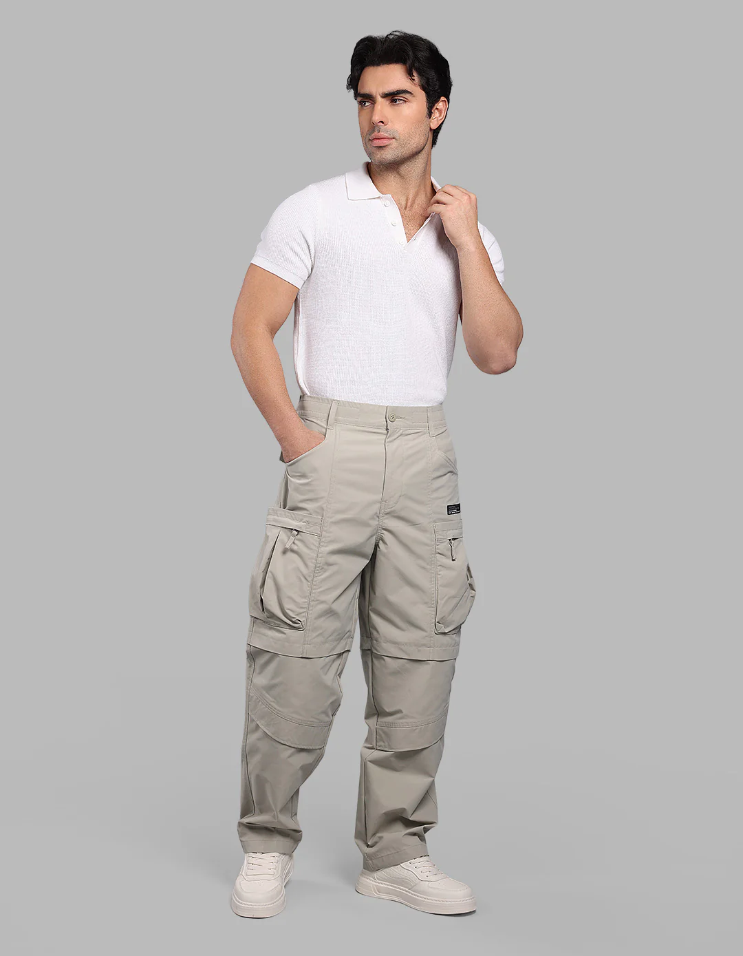 Stone Balloon Fit Cargo Pants - Image 3