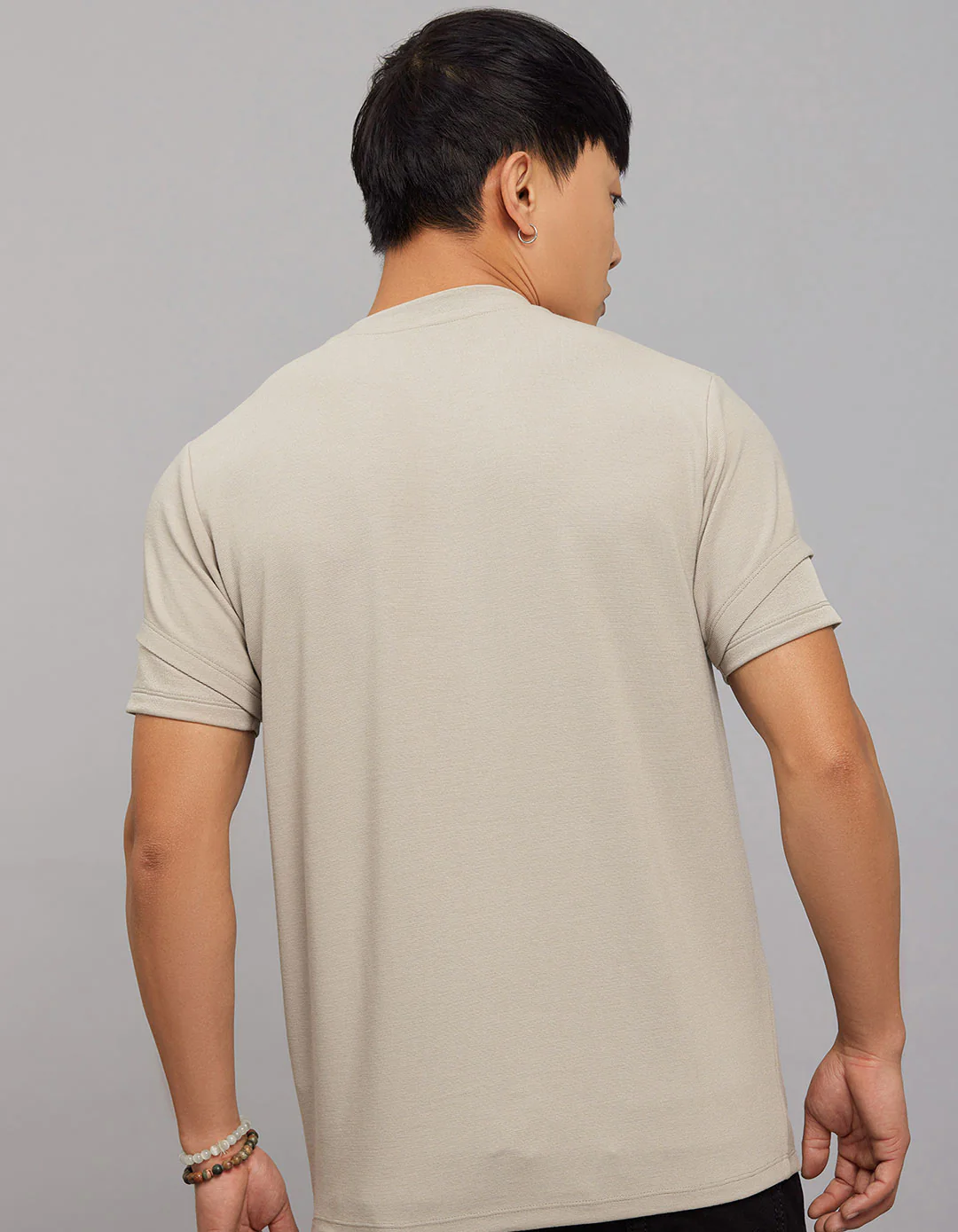 Stone Half Sleeves Round Neck Tee - Image 5