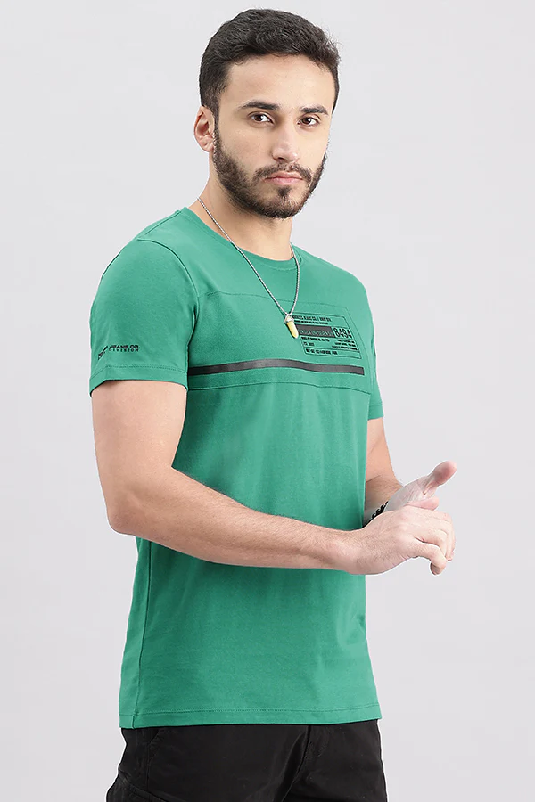 Teal Green Half Sleeve Round Neck Tee - Image 3