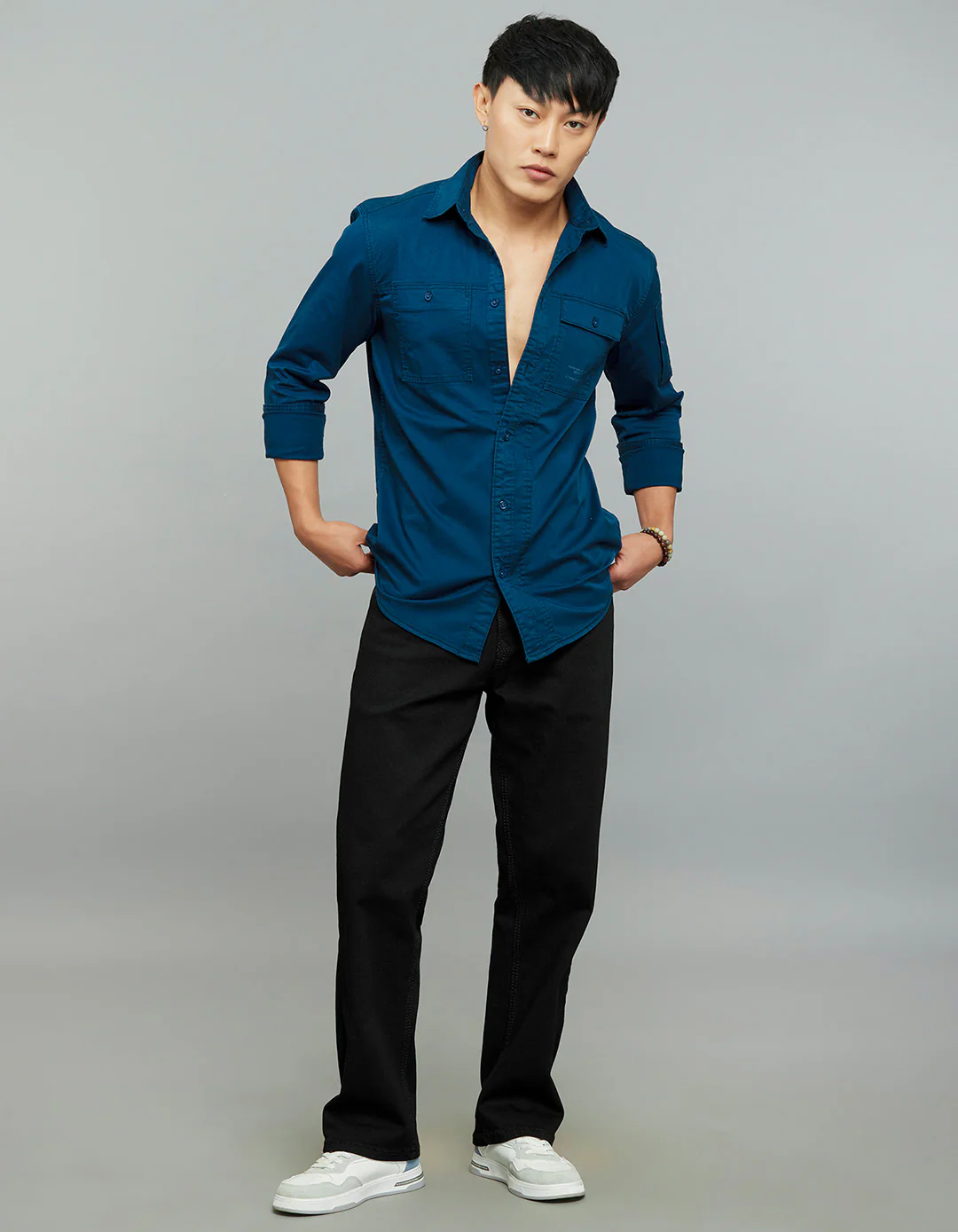 Titan Blue Full Sleeves Cargo Shirt - Image 2