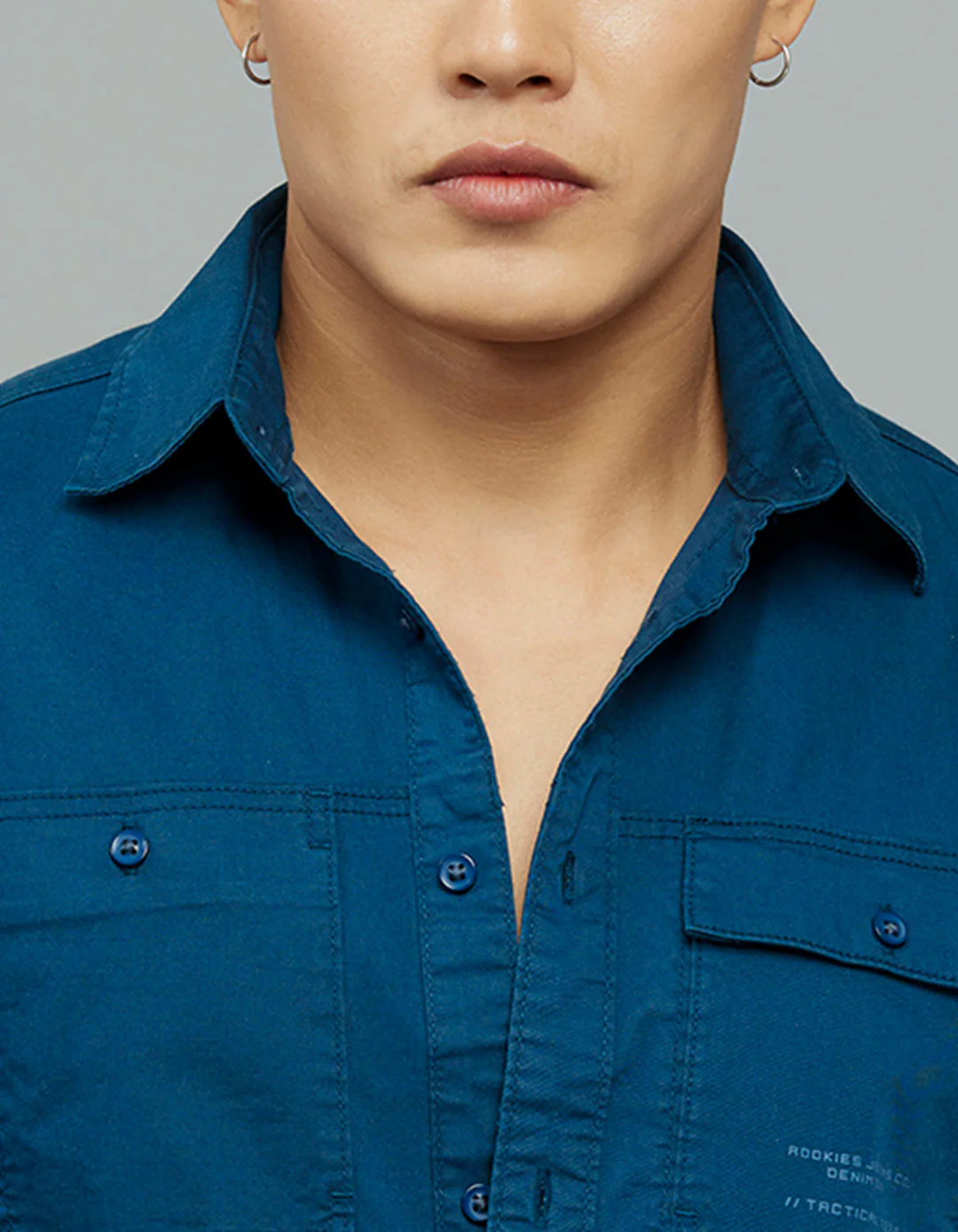 Titan Blue Full Sleeves Cargo Shirt - Image 5