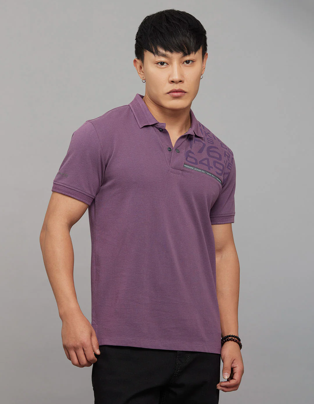 Vintage Violet Half Sleeves Pique Polo Tee - Image 4